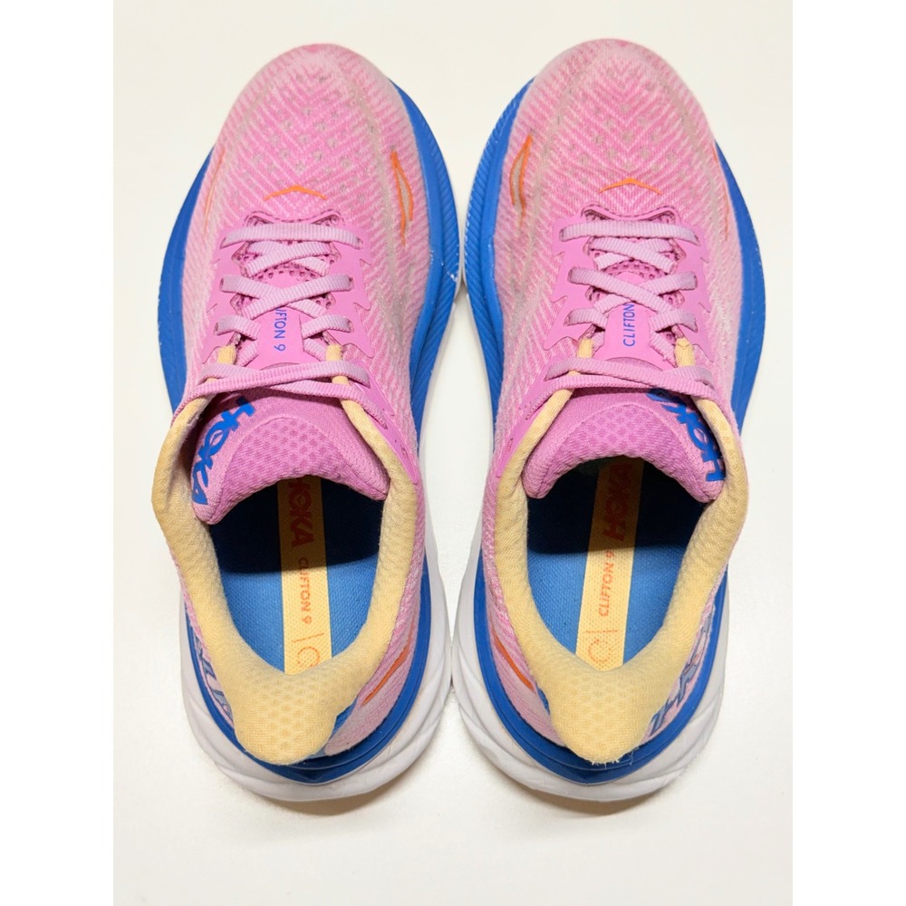 Hoka Clifton 9 Wide Women Running Shoes Pink Blue Orange 1132211 CSLC US 7D - Picture 3 of 6